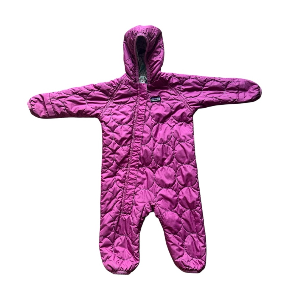 PATAGONIA Baby Girl Puffball Reversible Bunting Snow Suit Pink Deer woodland